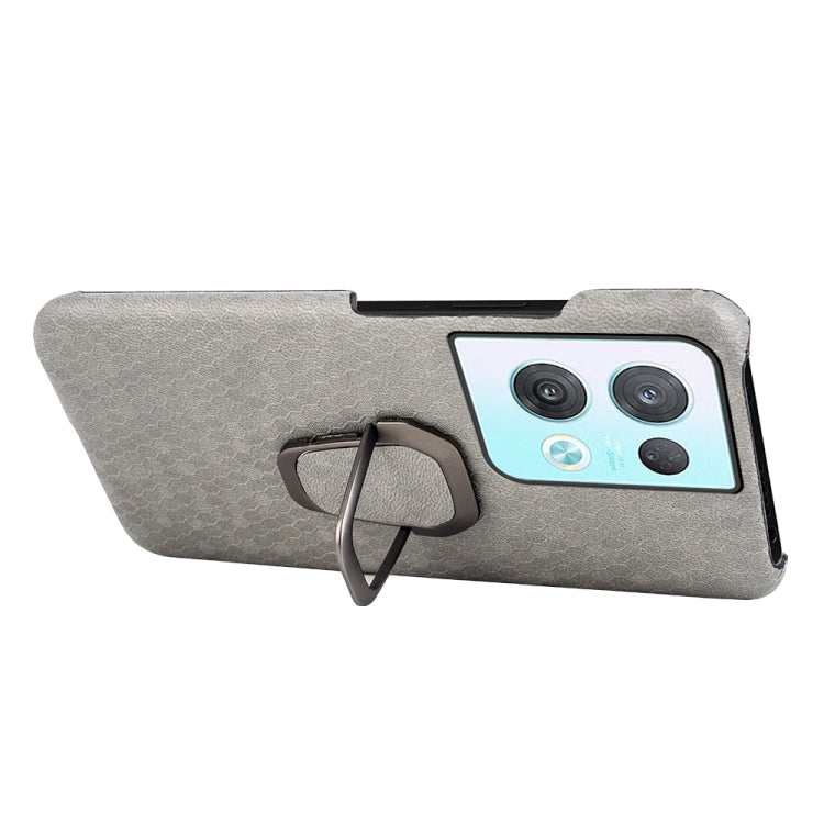 For OPPO Reno8 Pro Plus 5G Ring Holder Honeycomb PU Phone Case