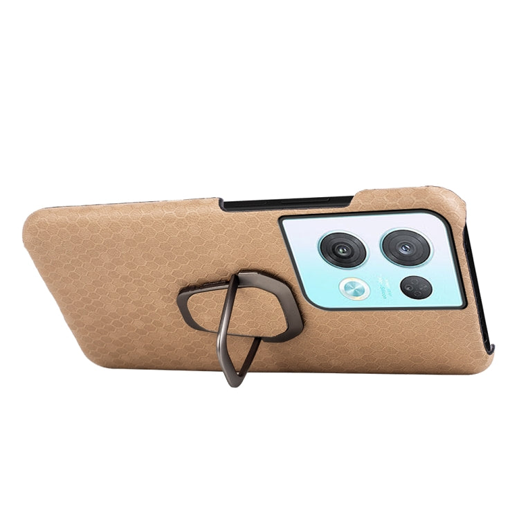 For OPPO Reno8 Pro Plus 5G Ring Holder Honeycomb PU Phone Case