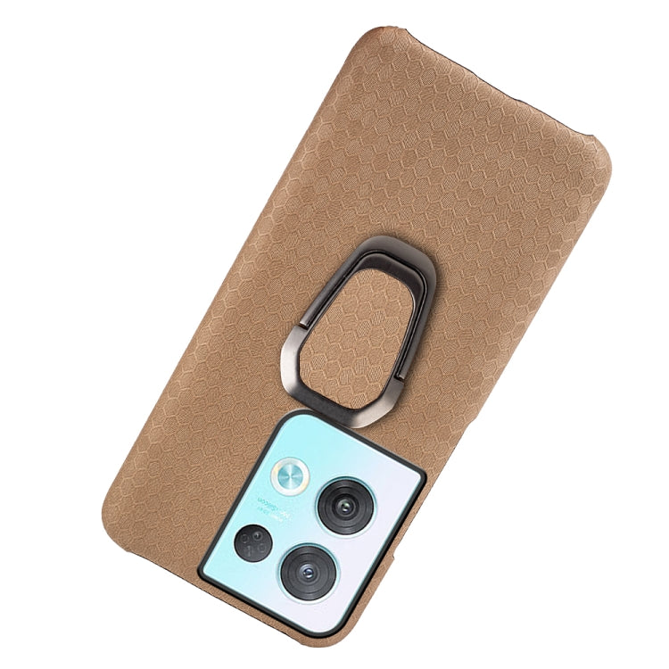 For OPPO Reno8 Pro Plus 5G Ring Holder Honeycomb PU Phone Case