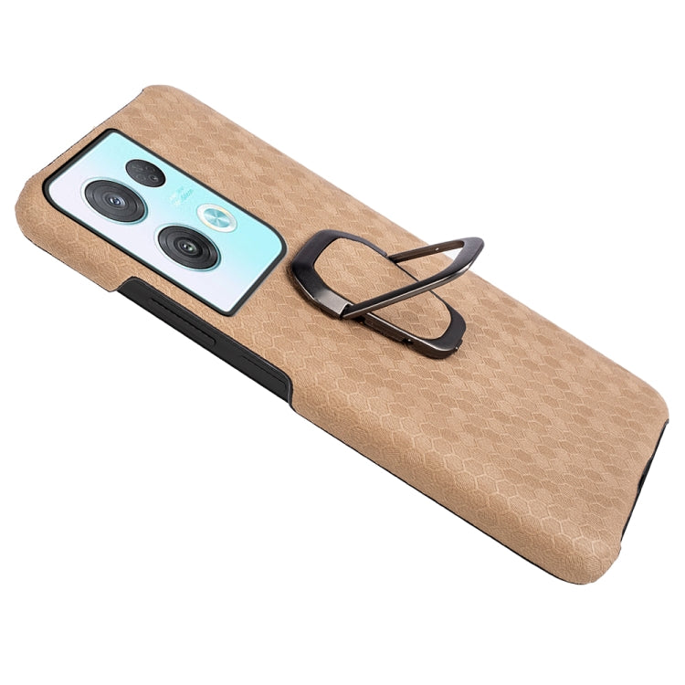 For OPPO Reno8 Pro Plus 5G Ring Holder Honeycomb PU Phone Case
