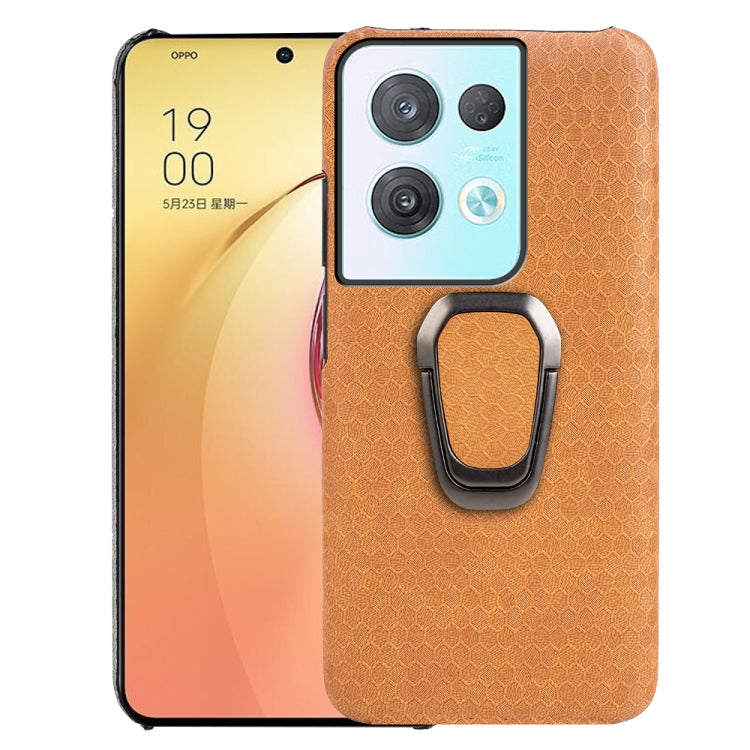 For OPPO Reno8 Pro Plus 5G Ring Holder Honeycomb PU Phone Case