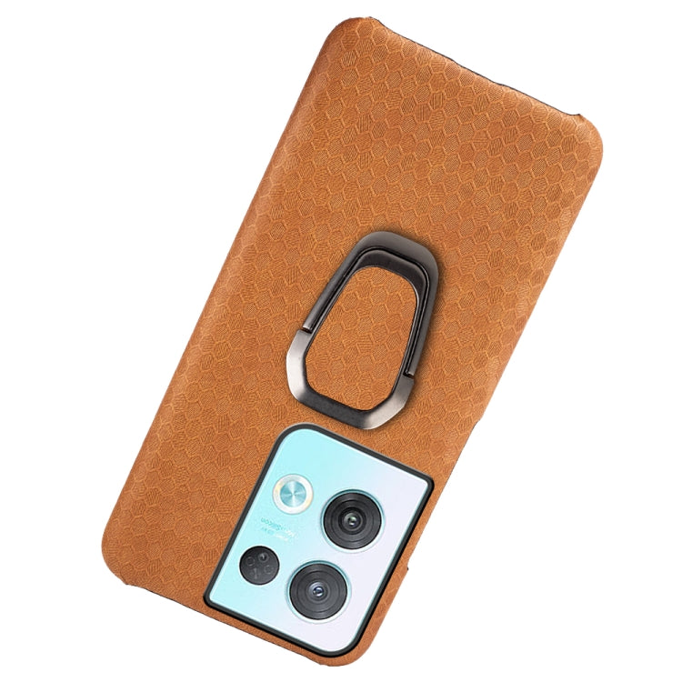 For OPPO Reno8 Pro Plus 5G Ring Holder Honeycomb PU Phone Case