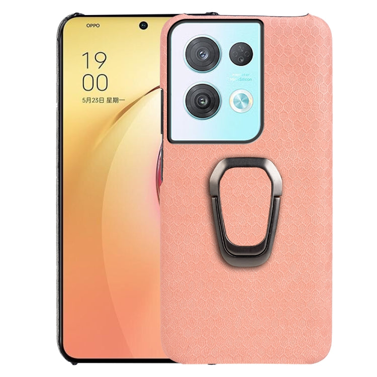 For OPPO Reno8 Pro Plus 5G Ring Holder Honeycomb PU Phone Case