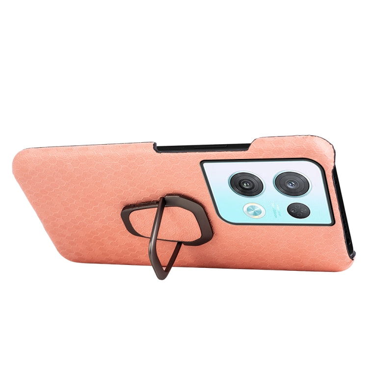 For OPPO Reno8 Pro Plus 5G Ring Holder Honeycomb PU Phone Case