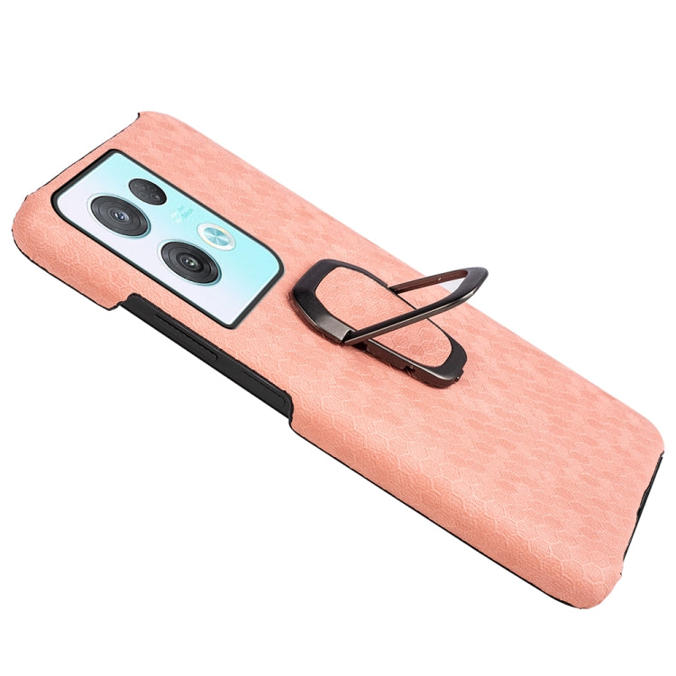 For OPPO Reno8 Pro Plus 5G Ring Holder Honeycomb PU Phone Case