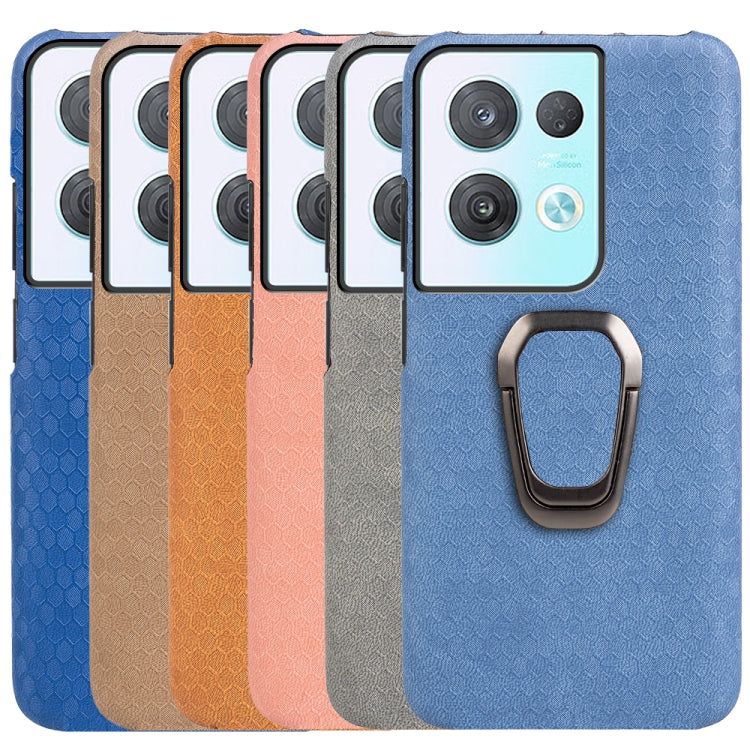 For OPPO Reno8 Pro Plus 5G Ring Holder Honeycomb PU Phone Case