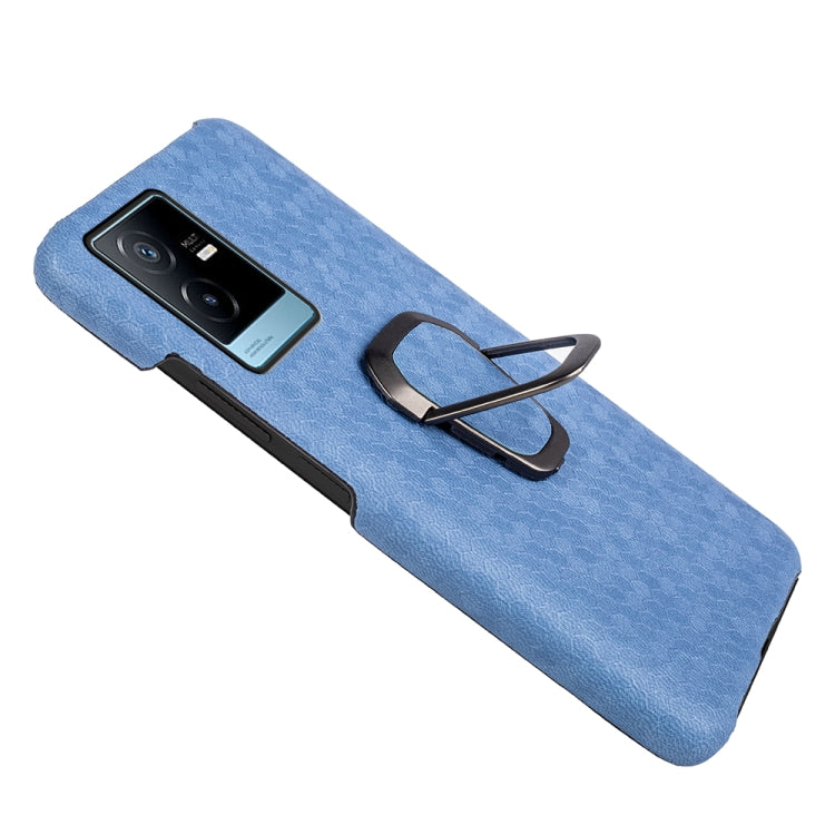 For vivo T2X 5G Ring Holder Honeycomb PU Phone Case