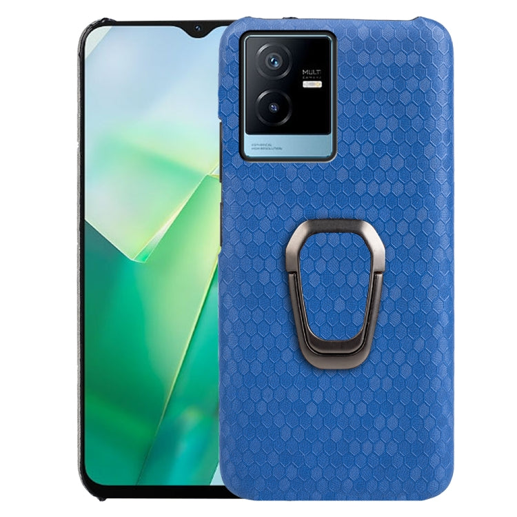 For vivo T2X 5G Ring Holder Honeycomb PU Phone Case