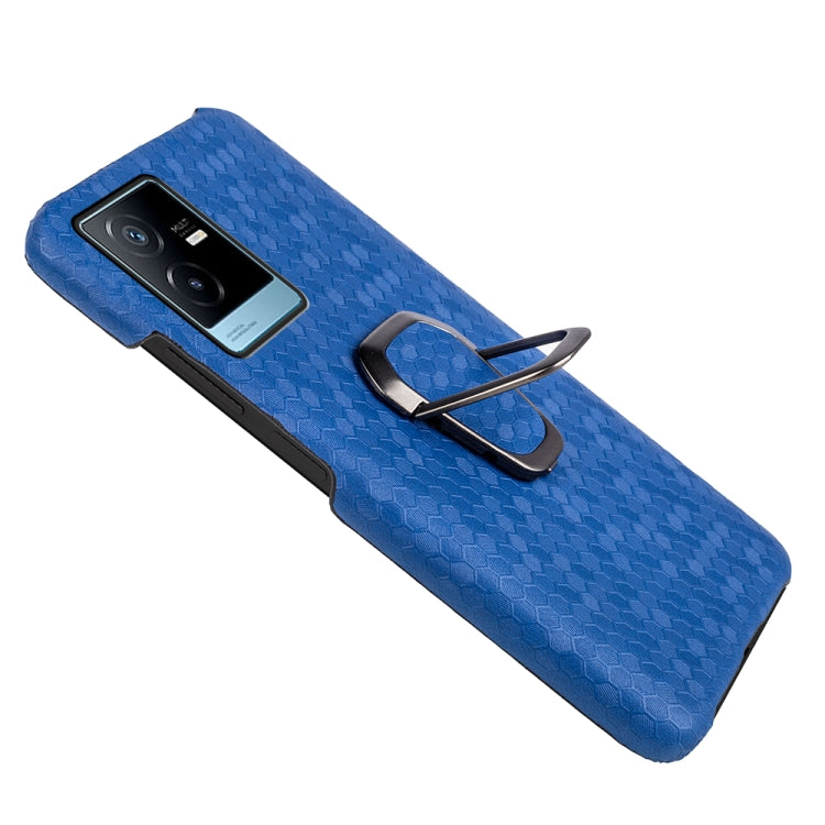 For vivo T2X 5G Ring Holder Honeycomb PU Phone Case