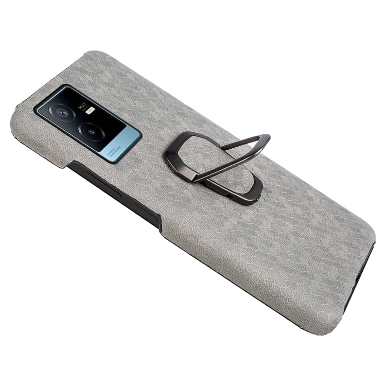 For vivo T2X 5G Ring Holder Honeycomb PU Phone Case