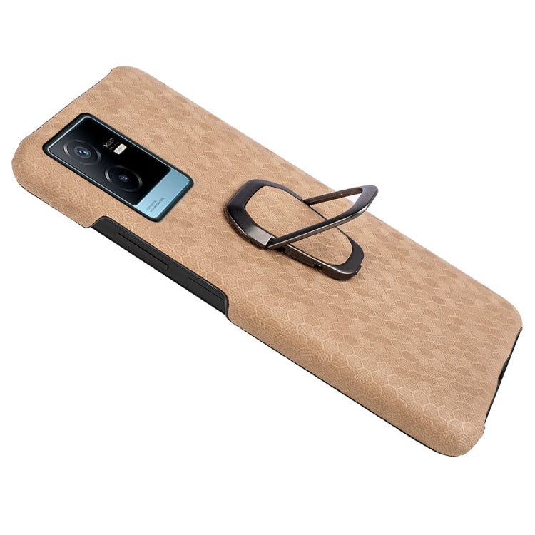 For vivo T2X 5G Ring Holder Honeycomb PU Phone Case