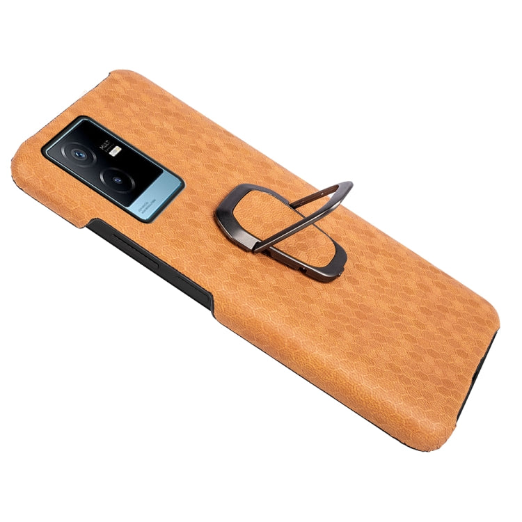 For vivo T2X 5G Ring Holder Honeycomb PU Phone Case