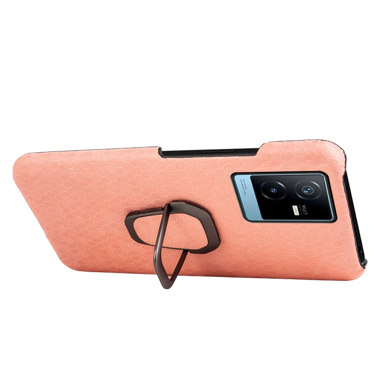 For vivo T2X 5G Ring Holder Honeycomb PU Phone Case