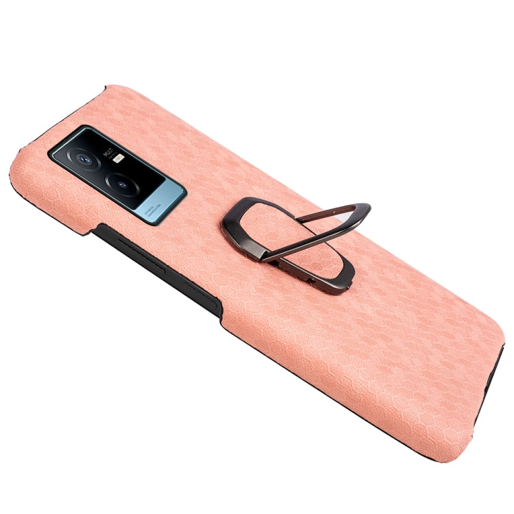 For vivo T2X 5G Ring Holder Honeycomb PU Phone Case