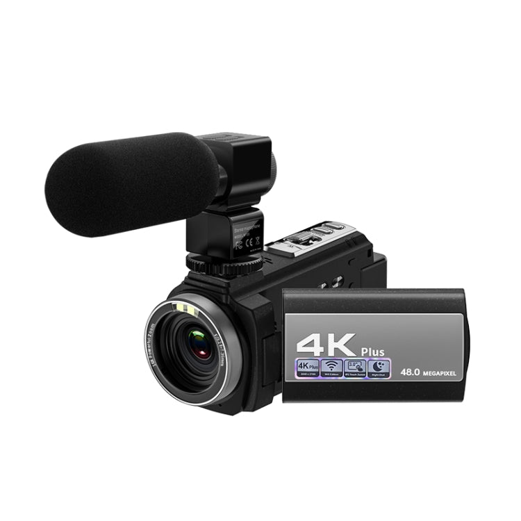 224KM 48MP 3.0 inch Touch Screen Night Vision IR 16X Digital Zoom 4K Professional WiFi Video Camera Camcorder, Model:Standard + Microphone