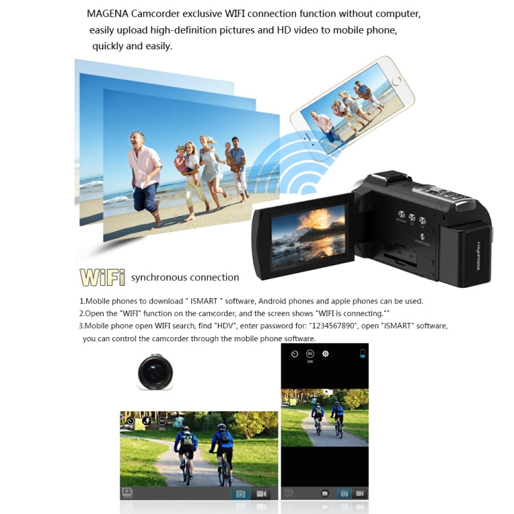 224KM 48MP 3.0 inch Touch Screen Night Vision IR 16X Digital Zoom 4K Professional WiFi Video Camera Camcorder, Model:Standard + Fill Light