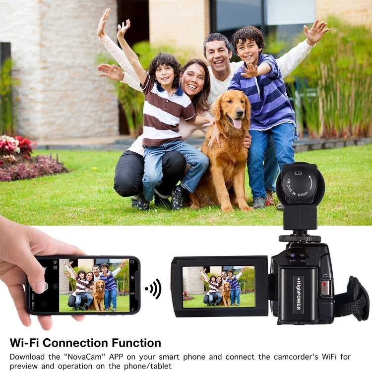 224KM 48MP 3.0 inch Touch Screen Night Vision IR 16X Digital Zoom 4K Professional WiFi Video Camera Camcorder, Model:Standard + Fill Light