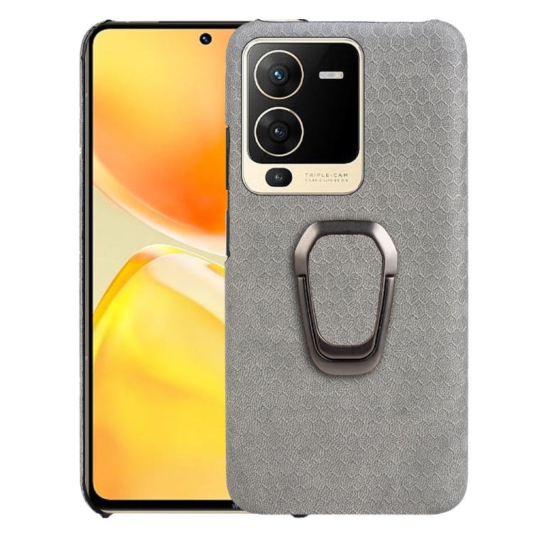 For vivo S15 Ring Holder Honeycomb PU Phone Case