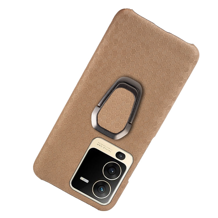 For vivo S15 Ring Holder Honeycomb PU Phone Case