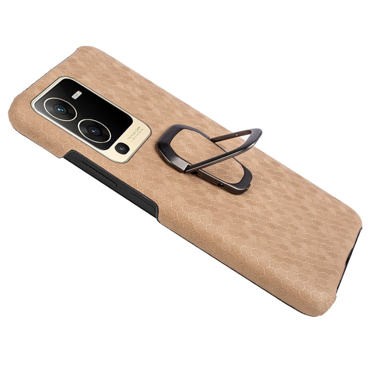 For vivo S15 Ring Holder Honeycomb PU Phone Case