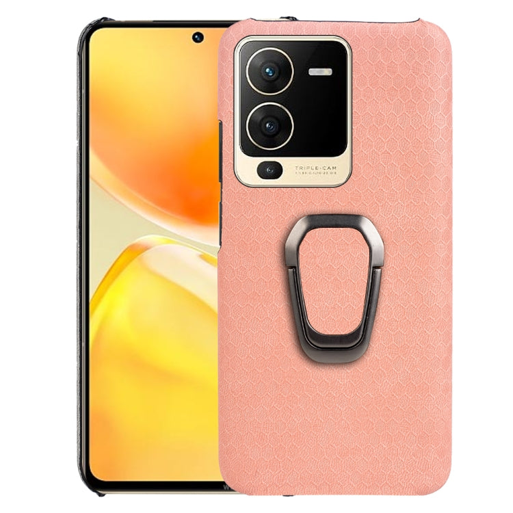 For vivo S15 Ring Holder Honeycomb PU Phone Case