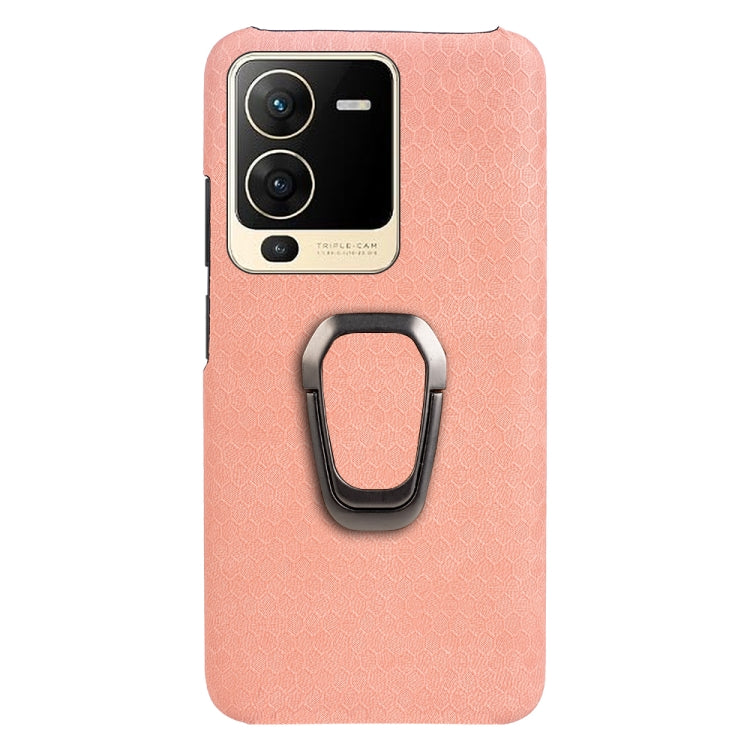 For vivo S15 Ring Holder Honeycomb PU Phone Case