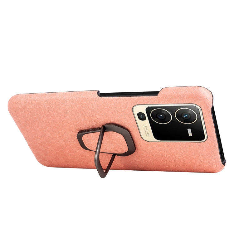 For vivo S15 Ring Holder Honeycomb PU Phone Case
