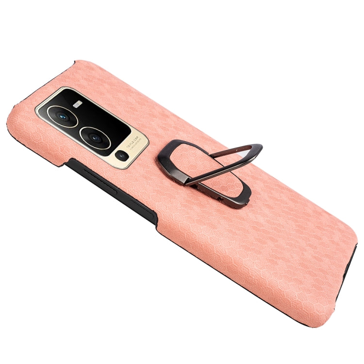 For vivo S15 Ring Holder Honeycomb PU Phone Case