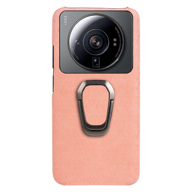 For Xiaomi 12S Ultra Ring Holder Honeycomb PU Phone Case