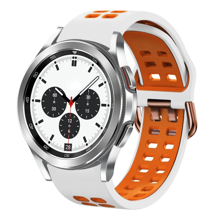 For Samsung Galaxy Watch 4 Classic 42mm 20mm Breathable Two-Color Silicone Watch Band