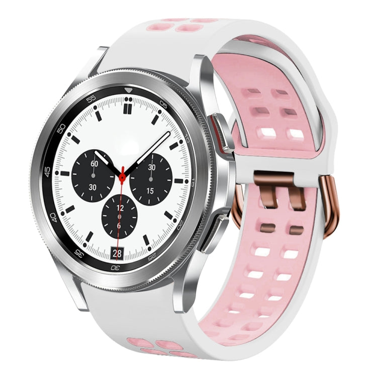 For Samsung Galaxy Watch 4 Classic 42mm 20mm Breathable Two-Color Silicone Watch Band