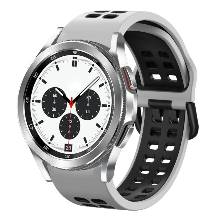 For Samsung Galaxy Watch 4 Classic 42mm 20mm Breathable Two-Color Silicone Watch Band