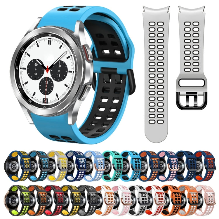 For Samsung Galaxy Watch 4 Classic 42mm 20mm Breathable Two-Color Silicone Watch Band