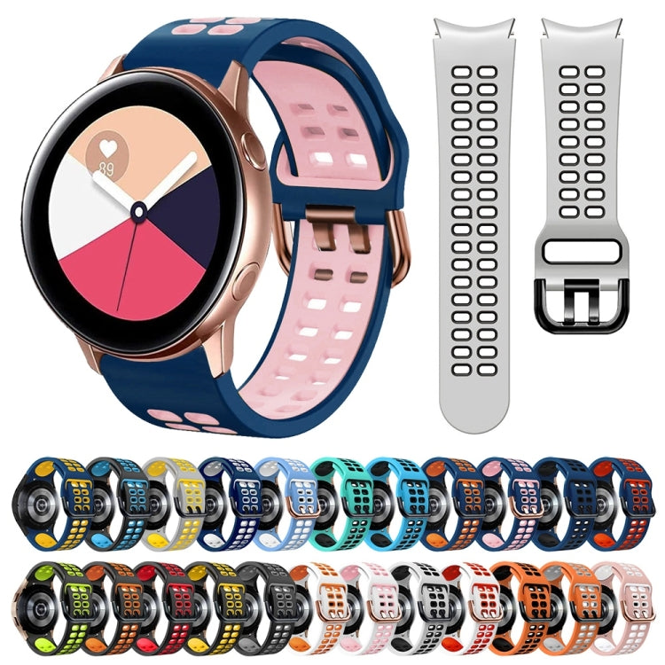For Galaxy Watch Active 2 20mm Breathable Two-Color Silicone Watch Band