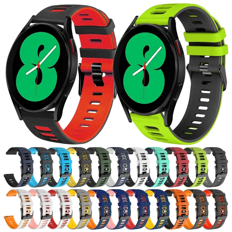 For Samsung Galaxy Watch 4 44mm 20mm Two-Color Silicone Watch Band