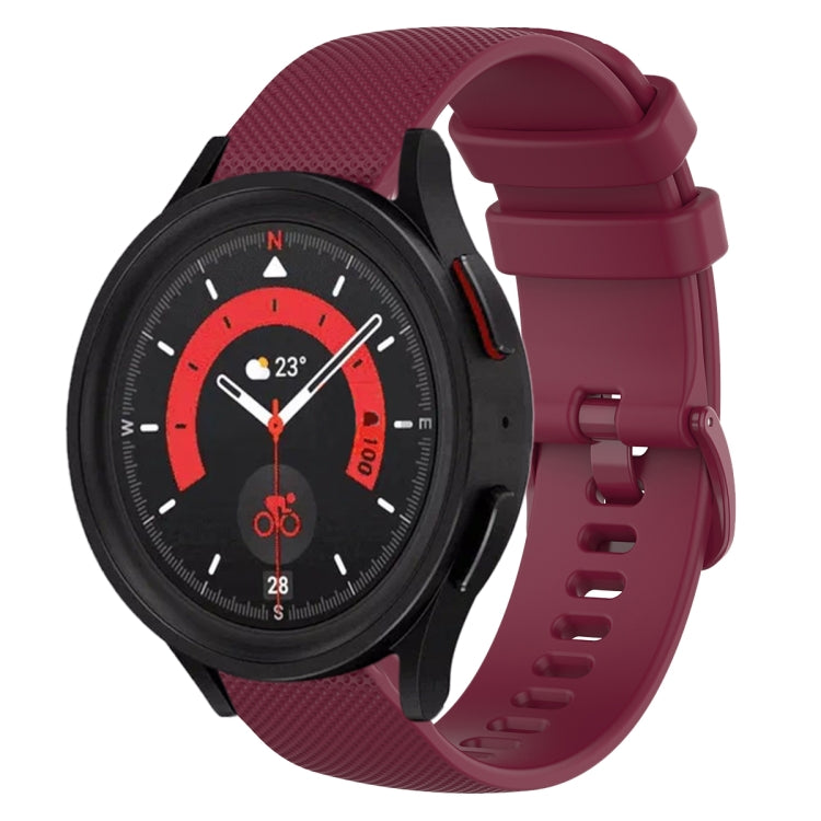For Samsung Galaxy Watch5  40mm 20mm Plaid Solid Color Silicone Watch Band