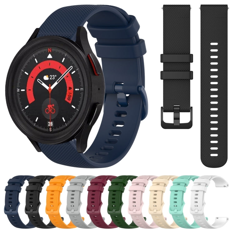 For Samsung Galaxy Watch5  40mm 20mm Plaid Solid Color Silicone Watch Band