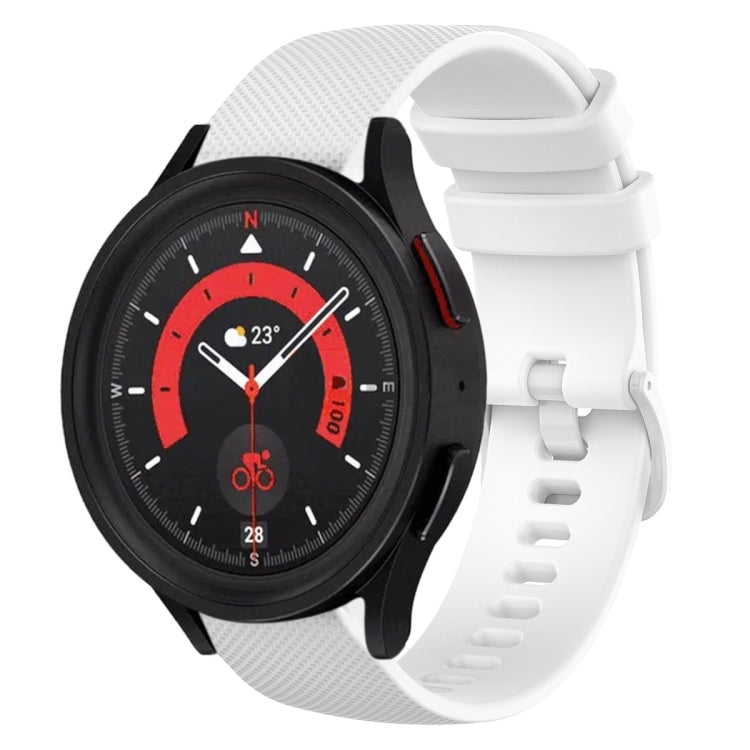 For Samsung Galaxy Watch5  44mm 20mm Plaid Solid Color Silicone Watch Band