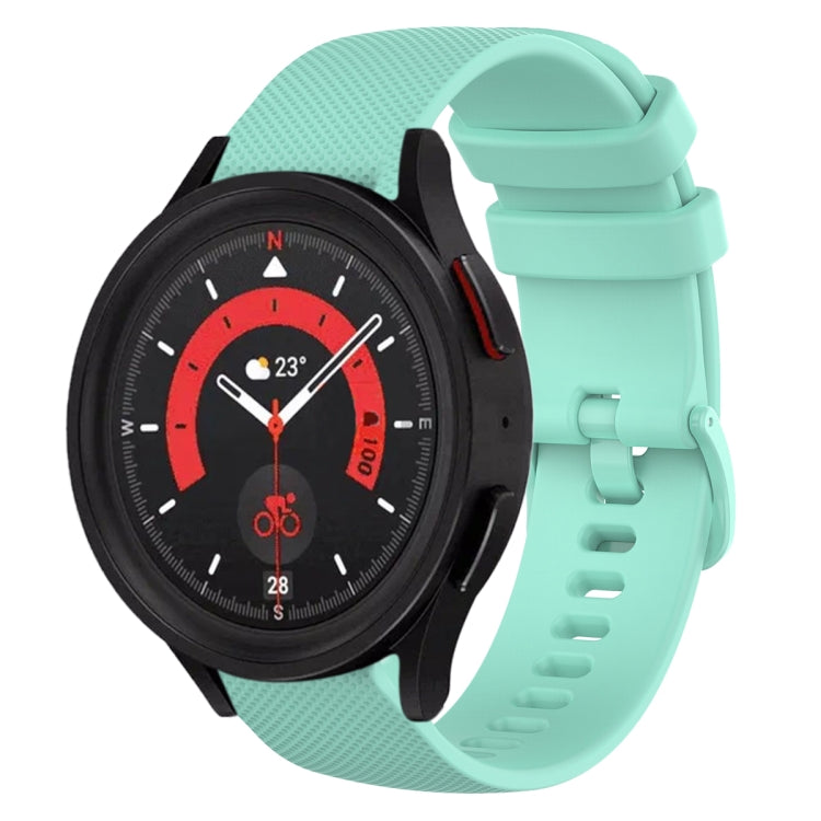 For Samsung Galaxy Watch5  44mm 20mm Plaid Solid Color Silicone Watch Band