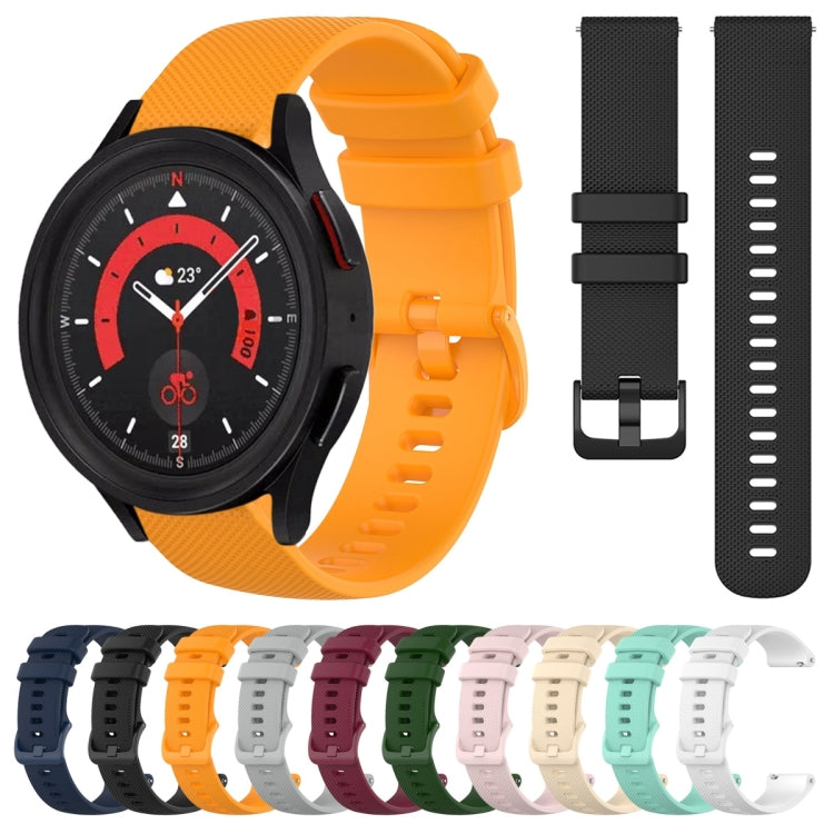 For Samsung Galaxy Watch5  44mm 20mm Plaid Solid Color Silicone Watch Band