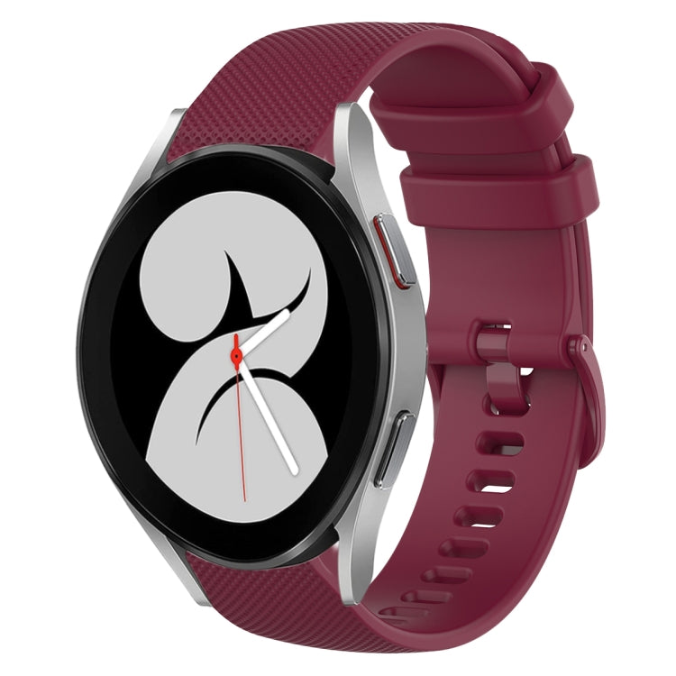 For Samsung Galaxy Watch4 40mm 20mm Plaid Solid Color Silicone Watch Band