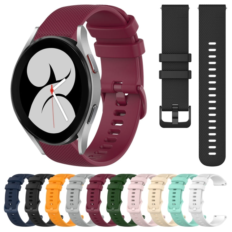 For Samsung Galaxy Watch4 40mm 20mm Plaid Solid Color Silicone Watch Band