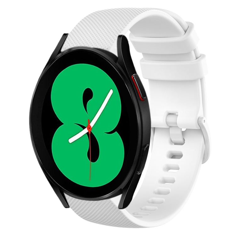 For Samsung Galaxy Watch4 44mm 20mm Plaid Solid Color Silicone Watch Band