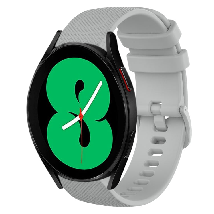 For Samsung Galaxy Watch4 44mm 20mm Plaid Solid Color Silicone Watch Band