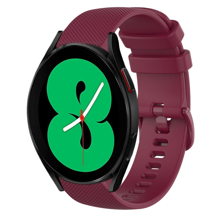 For Samsung Galaxy Watch4 44mm 20mm Plaid Solid Color Silicone Watch Band