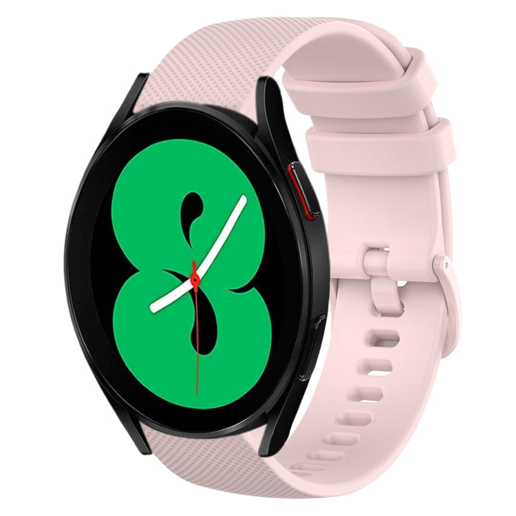 For Samsung Galaxy Watch4 44mm 20mm Plaid Solid Color Silicone Watch Band