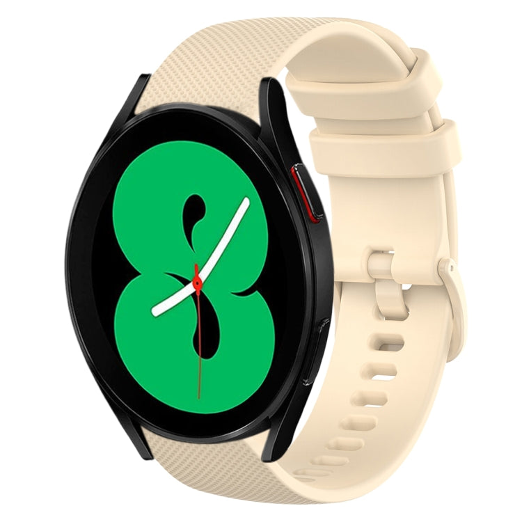 For Samsung Galaxy Watch4 44mm 20mm Plaid Solid Color Silicone Watch Band