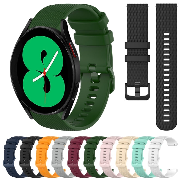 For Samsung Galaxy Watch4 44mm 20mm Plaid Solid Color Silicone Watch Band