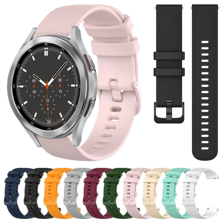 For Samsung Galaxy Watch4 Classic 46mm 20mm Plaid Solid Color Silicone Watch Band