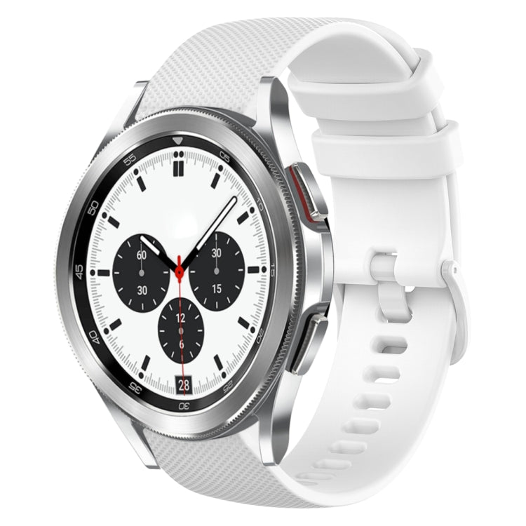 For Samsung Galaxy Watch4 Classic 42mm 20mm Plaid Solid Color Silicone Watch Band